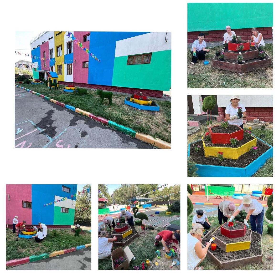 Балабақша ауласын көгалдандыру жұмыстары/ Работы по благоустройству двора детского сада